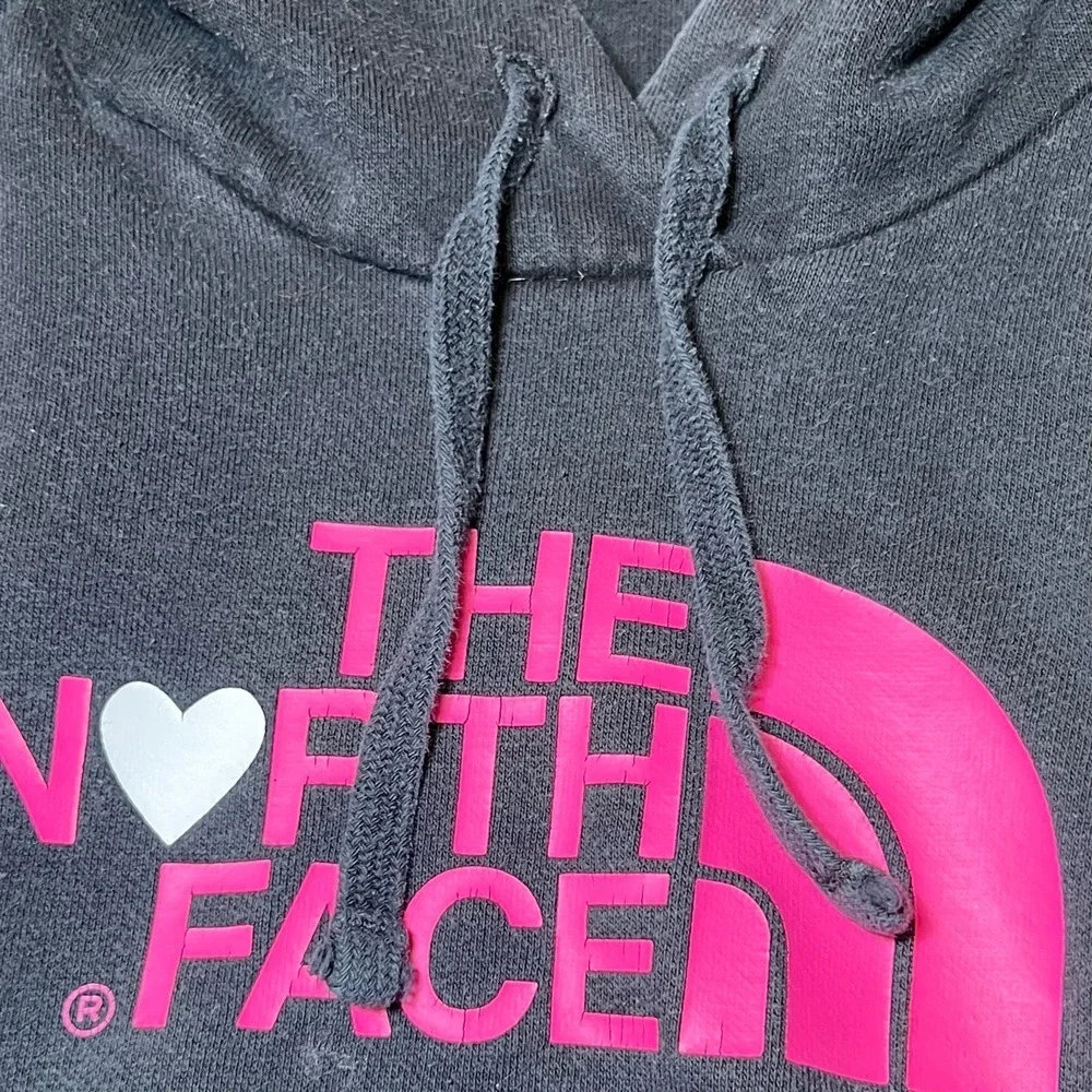 North Face Hoodie Womens Small Black Pullover Pink Logo Streetwear Cozy‎ Casual - Picture 5 of 13